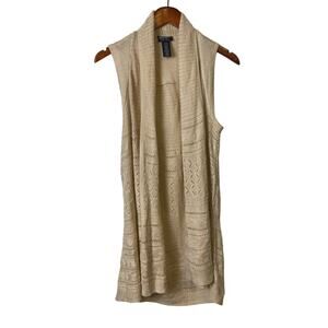 Wrangler Retro Cream Open Knit Sleeveless Cardigan Vest Women's Size Medium